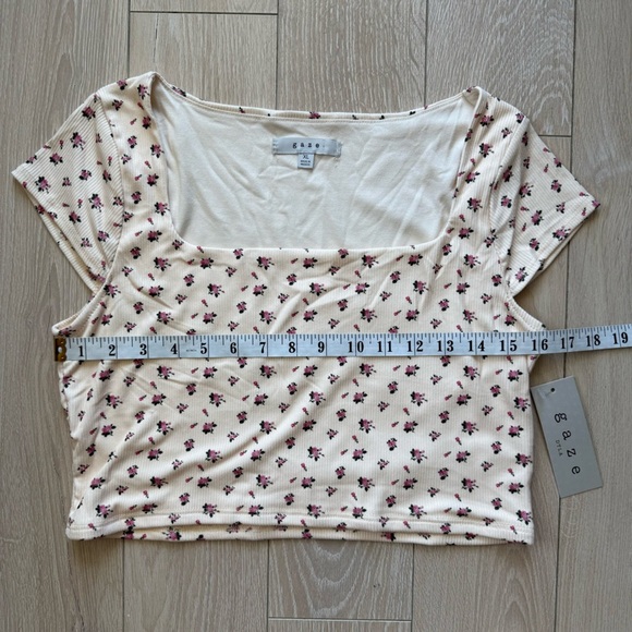 NWT Gaze Square Neck Floral Blouse in Ivory Women’s Size XL - Picture 5 of 8